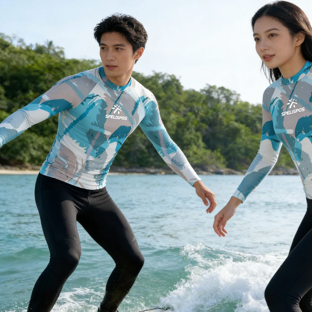 

Мужская и женская футболка для серфинга с длинным рукавом, защита от УФ-излучения UPF50+, легкая пляжная одежда класса люкс для водных видов спорта и туризма