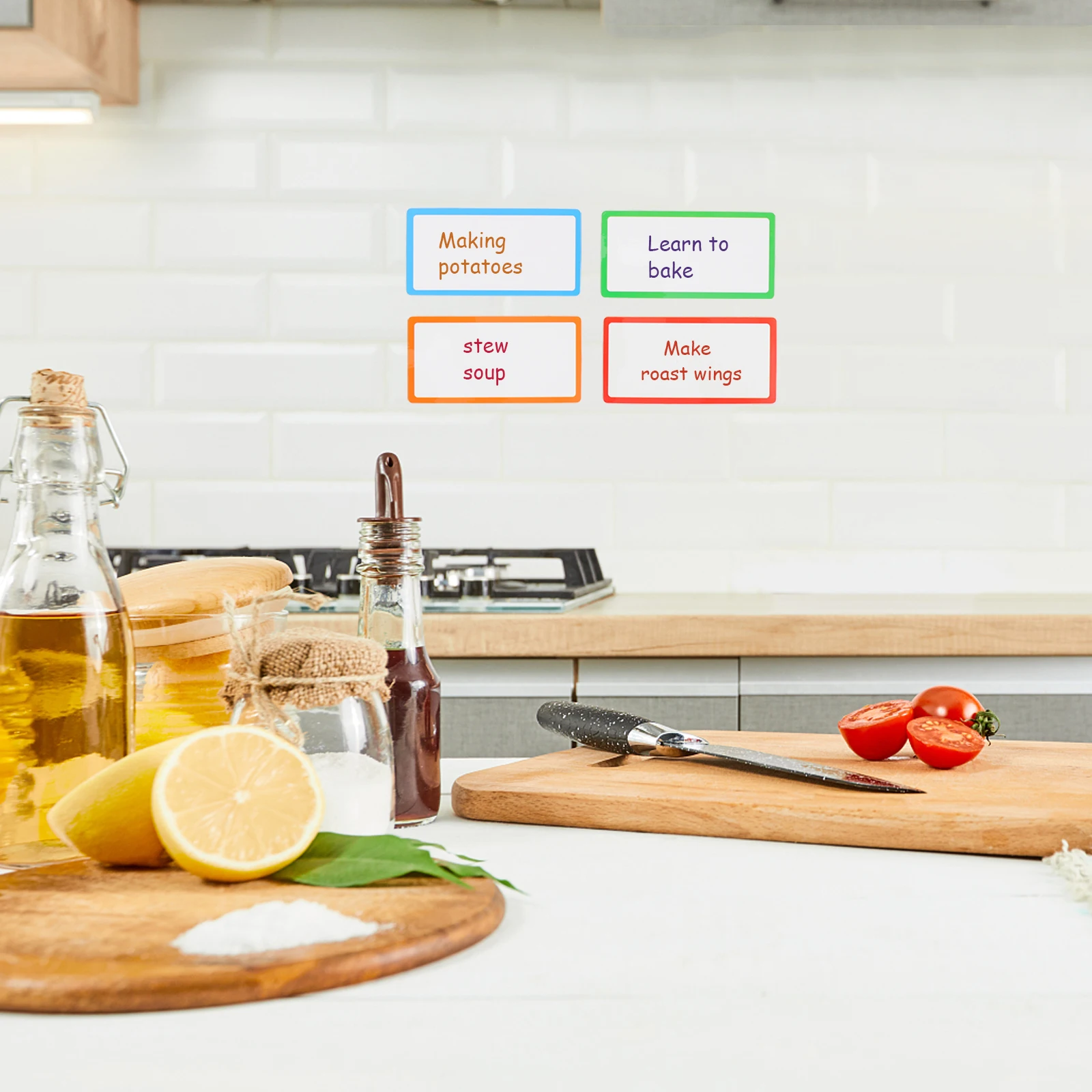 

8 PCS Magnetic Label Fridge Notepad Dry Erase Notepads for Refrigerator Erasable Board Reusable Stickers Notebook