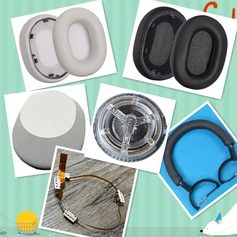 Piezas de repuesto originales para la placa de circuito impreso (PCB) de los auriculares Sony WH-1000XM5: puerto de carga/placa de carga/placa base/etiqueta de reducción de ruido.