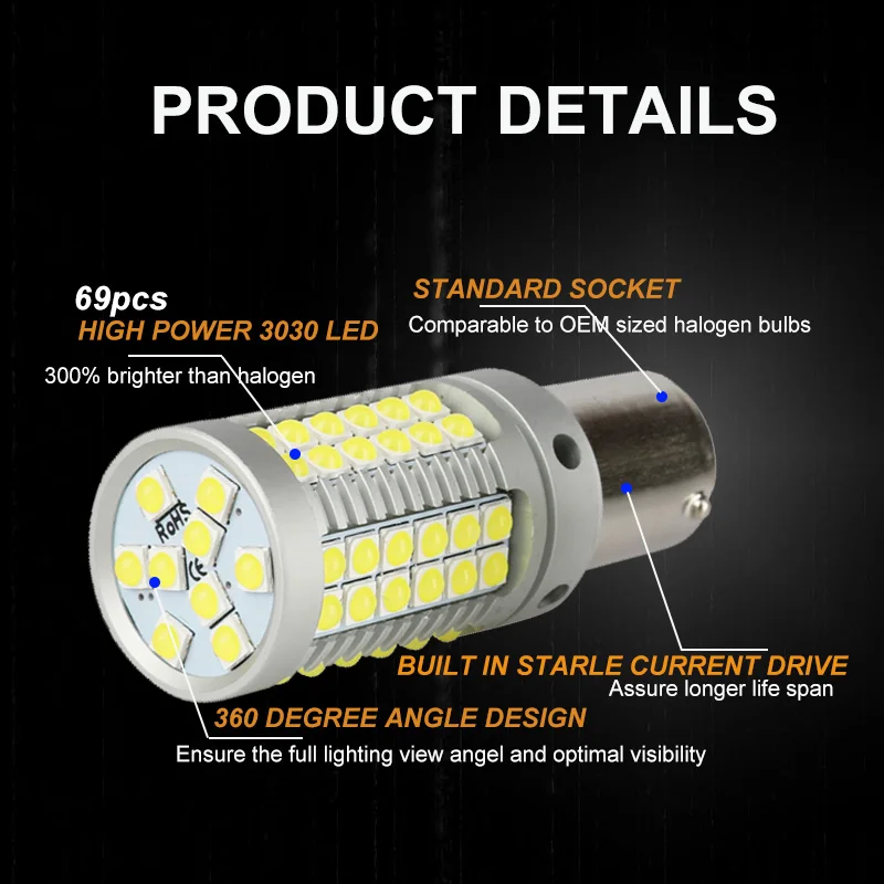 2pcs  Car LED For Opel Corsa C X01 2000 - 2006 LED Backup Light  Revese Light Bulb white