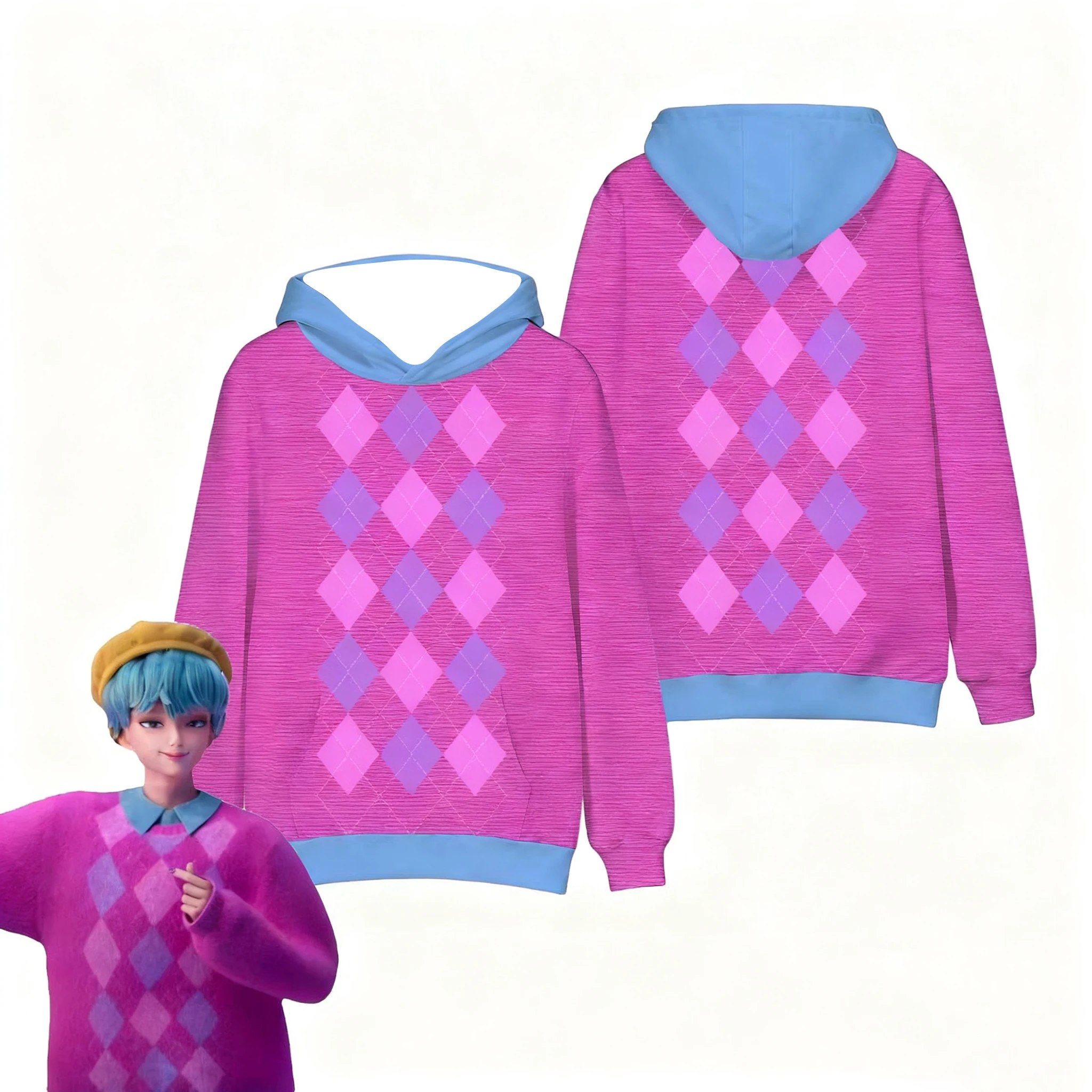 Costume de Cosplay d'halloween pour enfants, sweat-shirt à capuche rose K-POP Demon Hunter Saja, haut quotidien de Style coréen automne/hiver