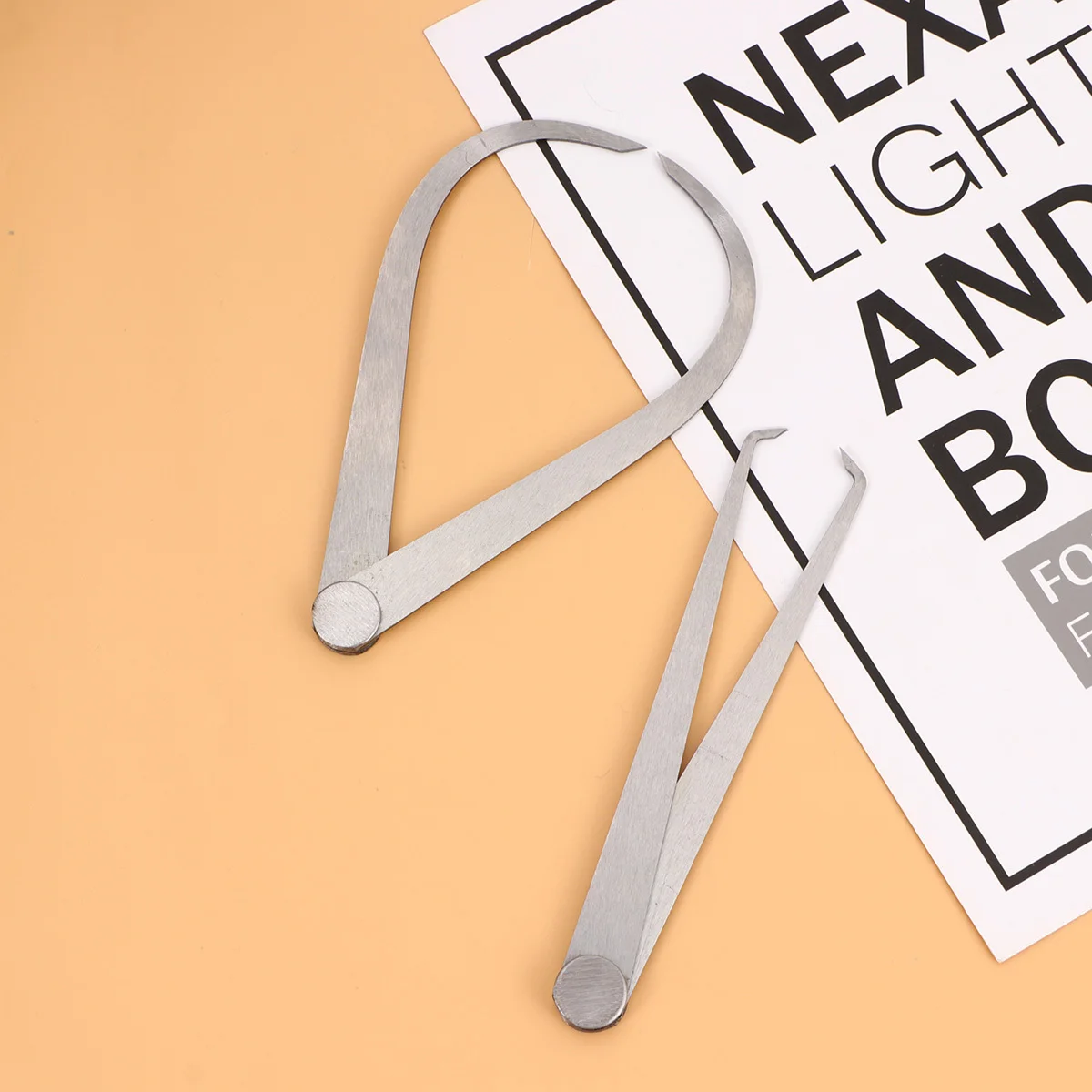 

2pcs 200Mm Inner Outer Calipers Set Steel Measuring Tool For Cylinder Diameter Distance Measurement Instrument Anti-Rust