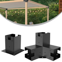 1set Right Angle Corner Bracket With Pergola Post Base For Wood Beams Elevated Stand Wooden Bracket Kit Pavilion Accessories