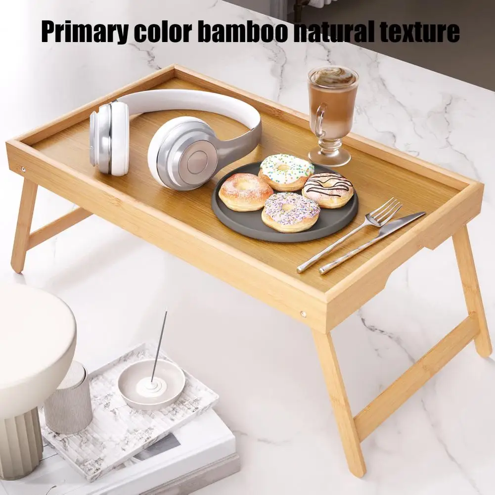 Folding Bed Table Bamboo Bed Tray Table for Breakfast Laptop Use Folding Legs for Easy Storage Serving Tray for Snacks Drawing