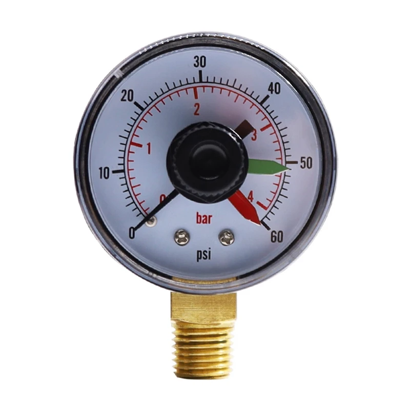 Pressure Gauge With Dial Replacement For Select Filters, 2Inch X 1/4Inch NPT Bottom, 0-60Psi/4Bar Easy Install Easy To Use