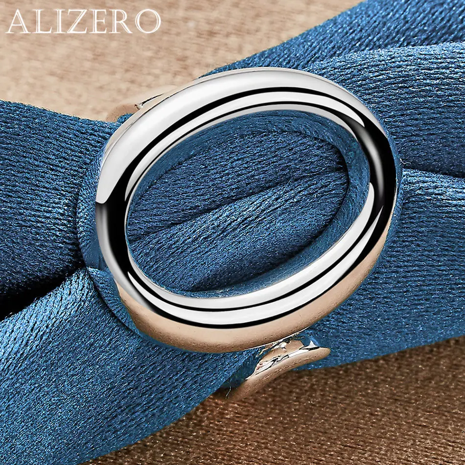 ALIZERO 925 Sterling Silver Circle O Ring For Women Men Adjustable Open Rings Wedding Engagement Band Fashion Jewelry Gifts