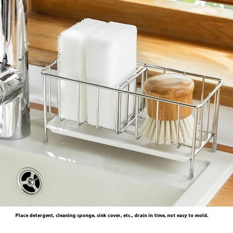 

Kitchen Sink Sponge Holder Storage Rack For Sink Kitchen Sink Organizer Anti-Rust Sink Sponges Scrubbers Soap Dish Rack