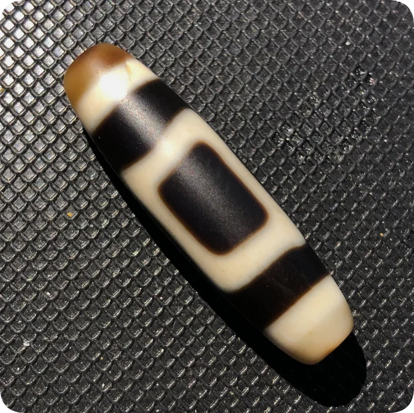 Magic Tibetan Old Agate Heaven&Earth Totem dZi Bead Amulet11*38mmC1956