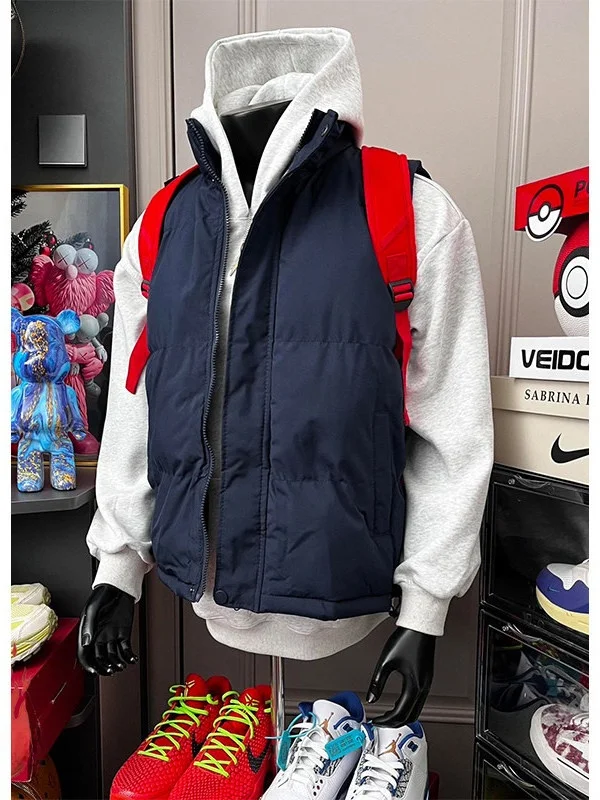 

High Quali Outdoor Men's ort Boxy Cotton Vest Jaet Thiened Warm Stand Collar Autumn Winter Heavy Du Polyester Fiber