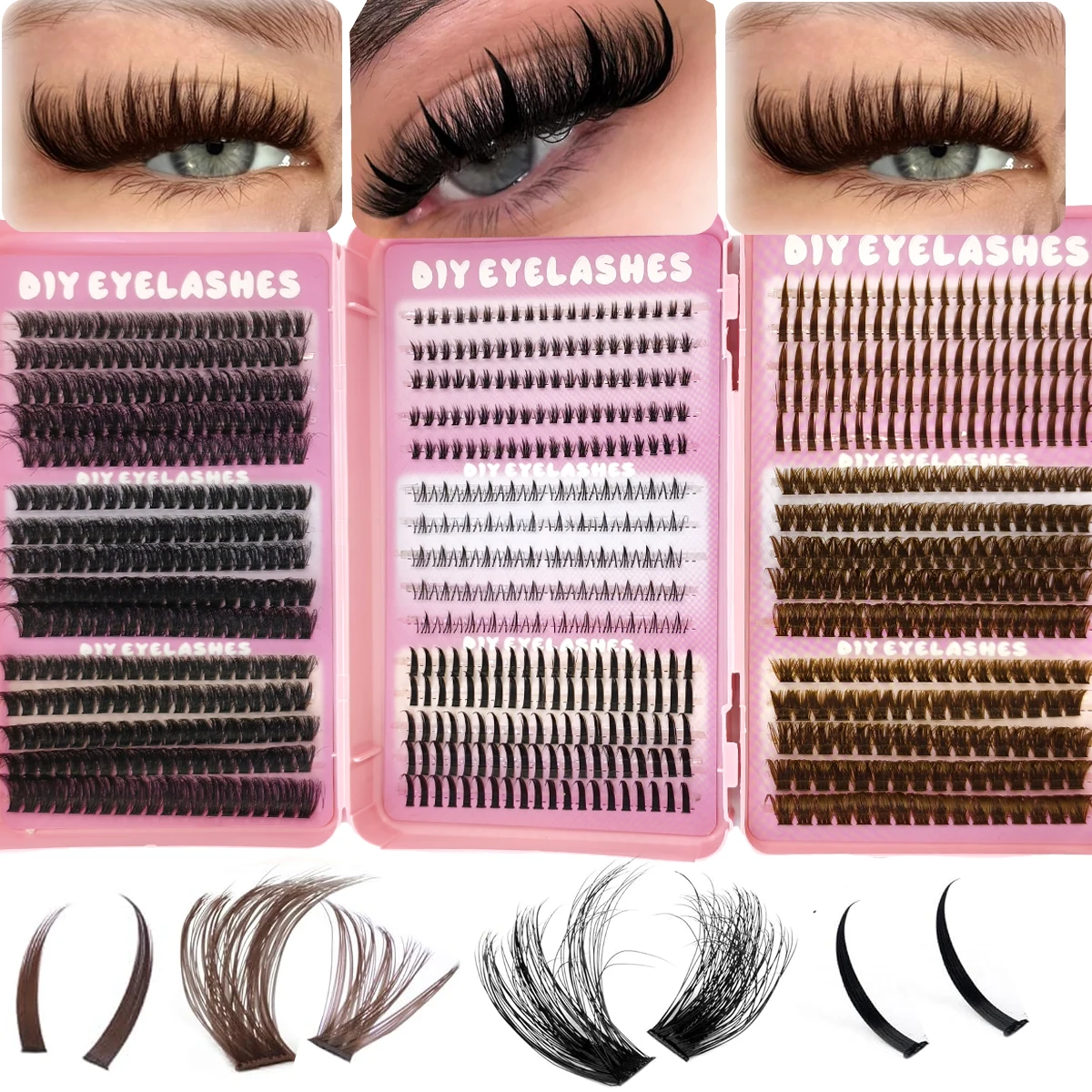 Eyelash Extension Wet Look - まつげクラスターキット 780ファンズ ボムトム まつげクラスター ウェットルック スパイキー