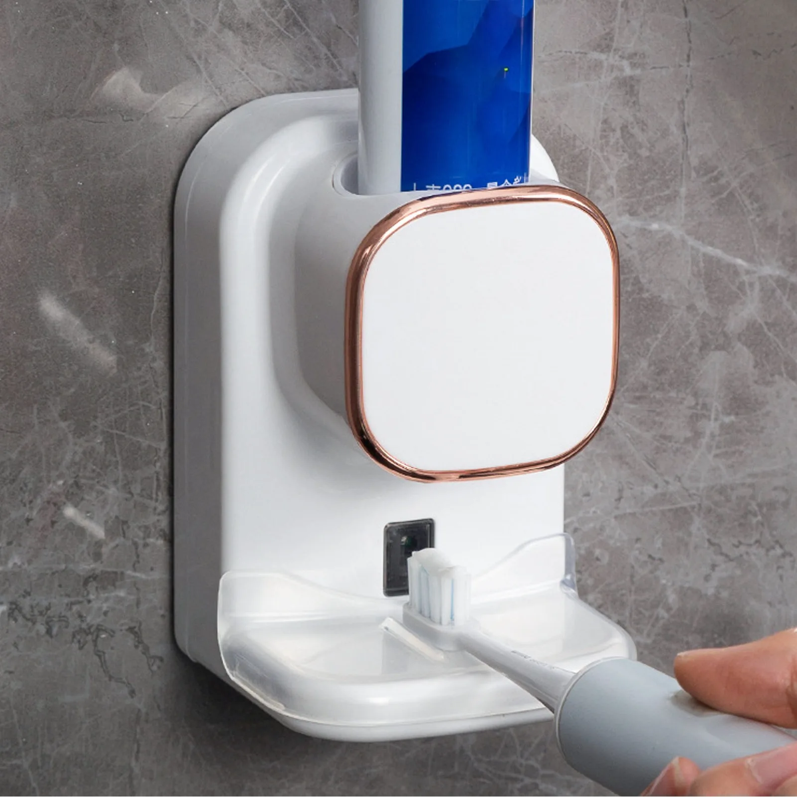 ZK30 Automatic Toothpaste Dispenser Wall Mount USB Powered Easy Install Electric Toothpaste Squeezer for Kids Family Bathroom Bl