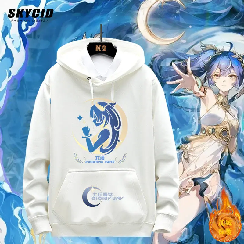 

Куртка унисекс с флисовой подкладкой Iuno Wuthering Waves, с длинными рукавами, на молнии, с капюшоном, толстовка, топ, костюм для косплея по игре
