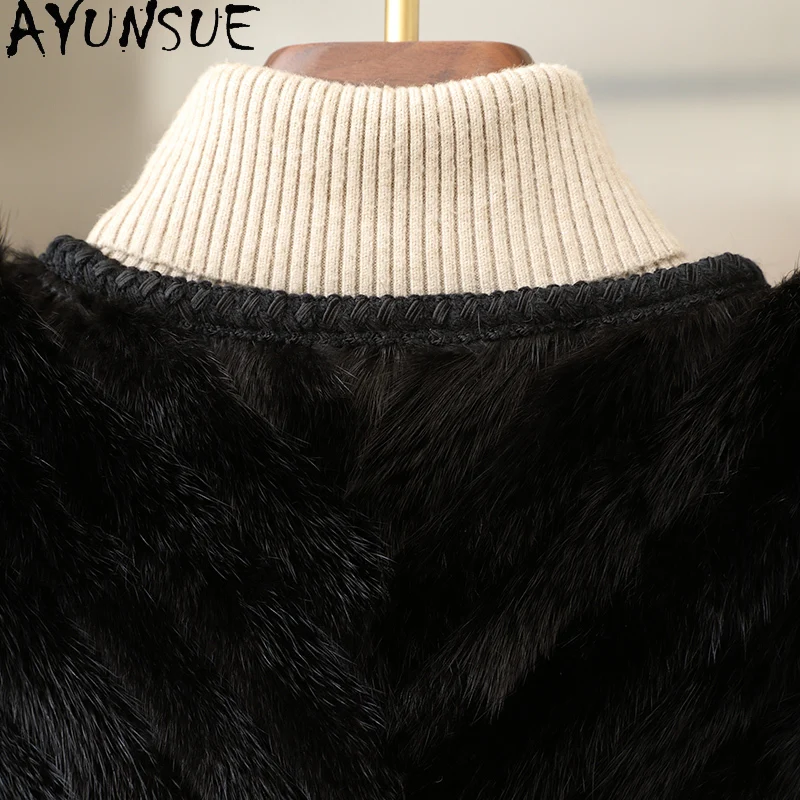 AYUNSUE Real Mink Fur Coat Women Clothes Luxury Fur Coats Female Mink New in Outerwears Winter Jacket Short Style Шуба Женская