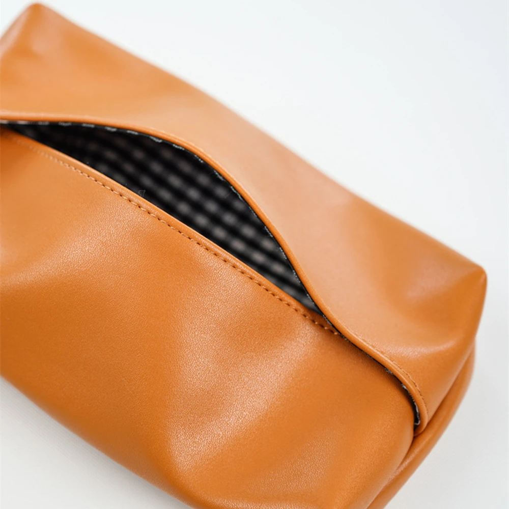 Leather Tissue Box Holder Light Luxury Home Living Room Bathroom Kitchen Desktop Tissue Case Storage Creative Car Napkin Holder