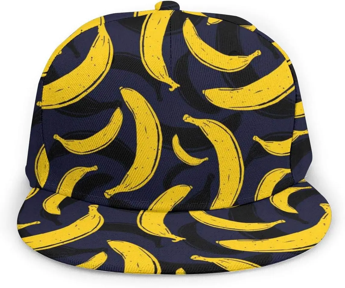 Pop Art Banana Flat Bill Brim Cap Cool Hip Hop Trucker Hat Men Women Adjustable Baseball Caps