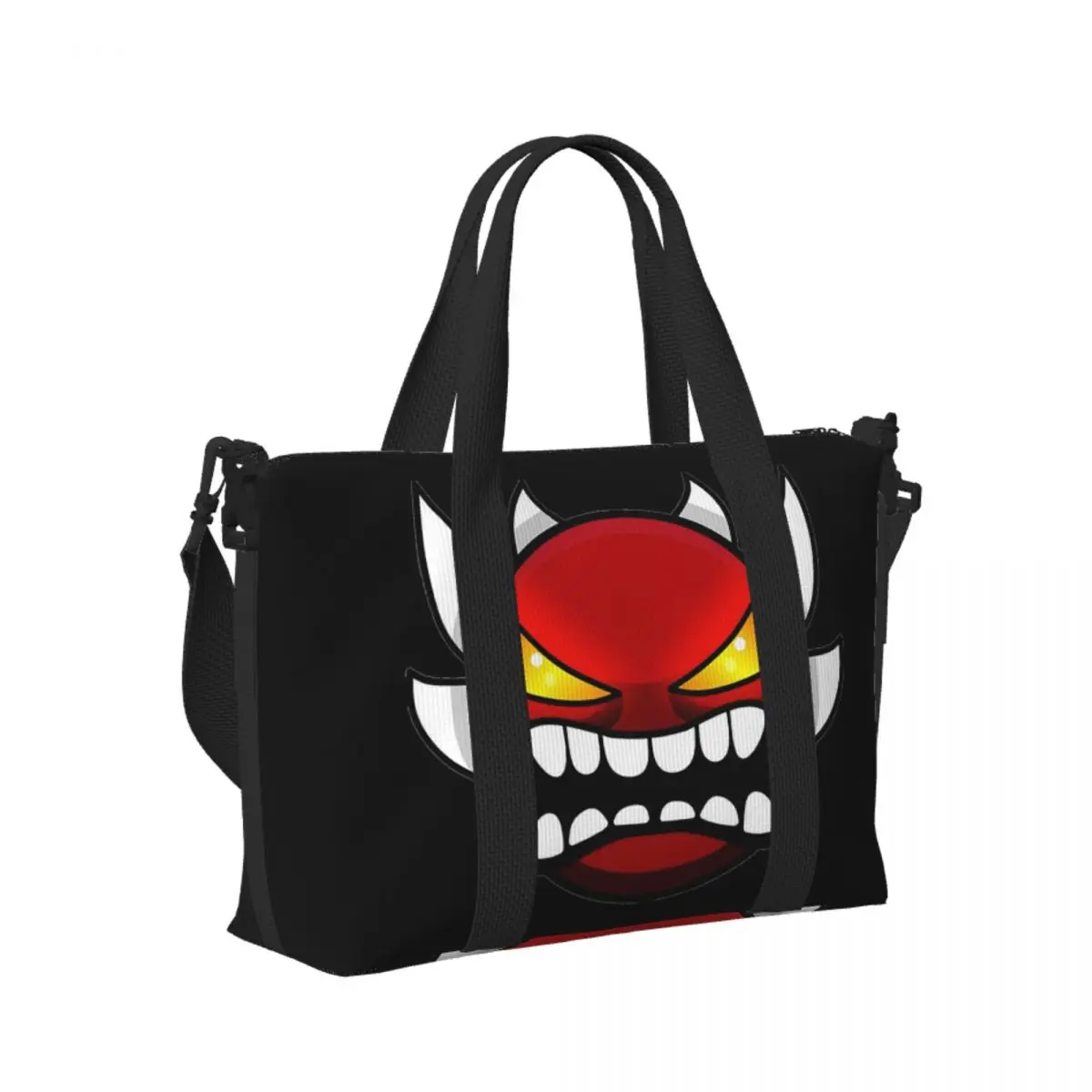 

Custom Video Game Geometry Dash Beach Travel Bag Large Capacity Tote Bags for Gym Sport Women Shopping Duffle Shoulder Bag