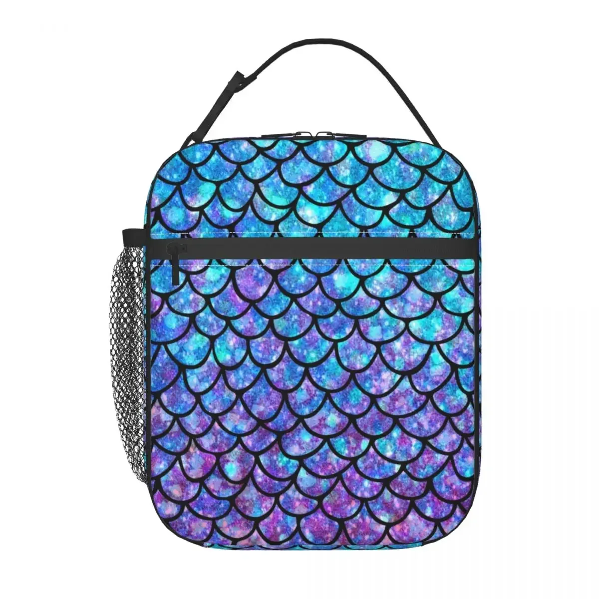 Purples Blues Scales Portable Lunch Box for Women Multifunction Thermal Cooler Food Insulated Lunch Bag School Children