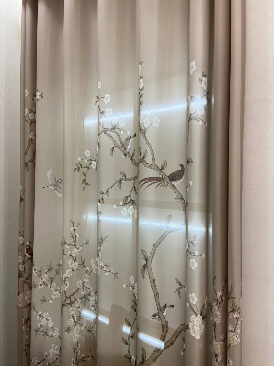 New New Chinese Flower and Bird Picture Magpie Gauze Curtain Living Room Classical Transparent Opaque Balcony Yarn