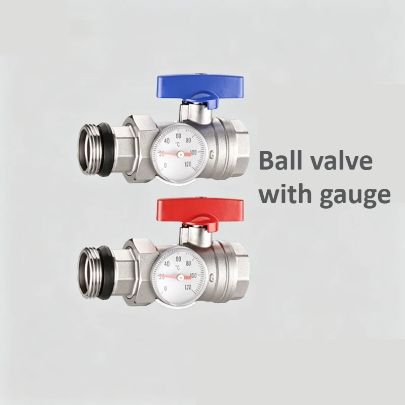 Ball Valve Floor Drain Separator, Equipped with Pressure Gauge Inlet and Outlet Male and Female Metal Wire Filter Tubes