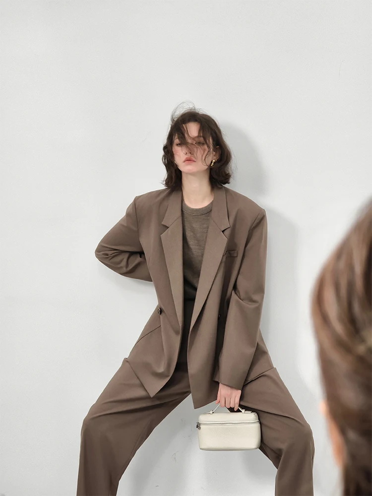 

Костюм из мериносовой шерсти премиум-класса Vever, повседневный женский модный комплект, длинный свеч Ne, весенний костюм для поездок на работу, размер для взрослых 35+