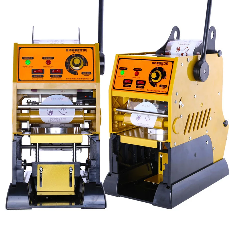 Kommerzielle Plastikbecher-Versiegelungsmaschine, Milchtee-Verpackungsversiegelung für Standardbecher mit Zählfunktion