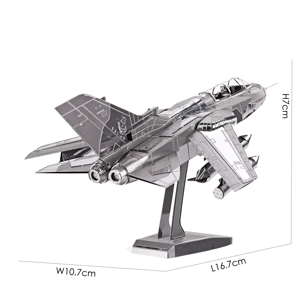 Piececool 3D Metal Puzzles for Adult Tornado Fighter Jets DIY Toy Jigsaw Brain Teaser Model Kits Best Birthday Gifts