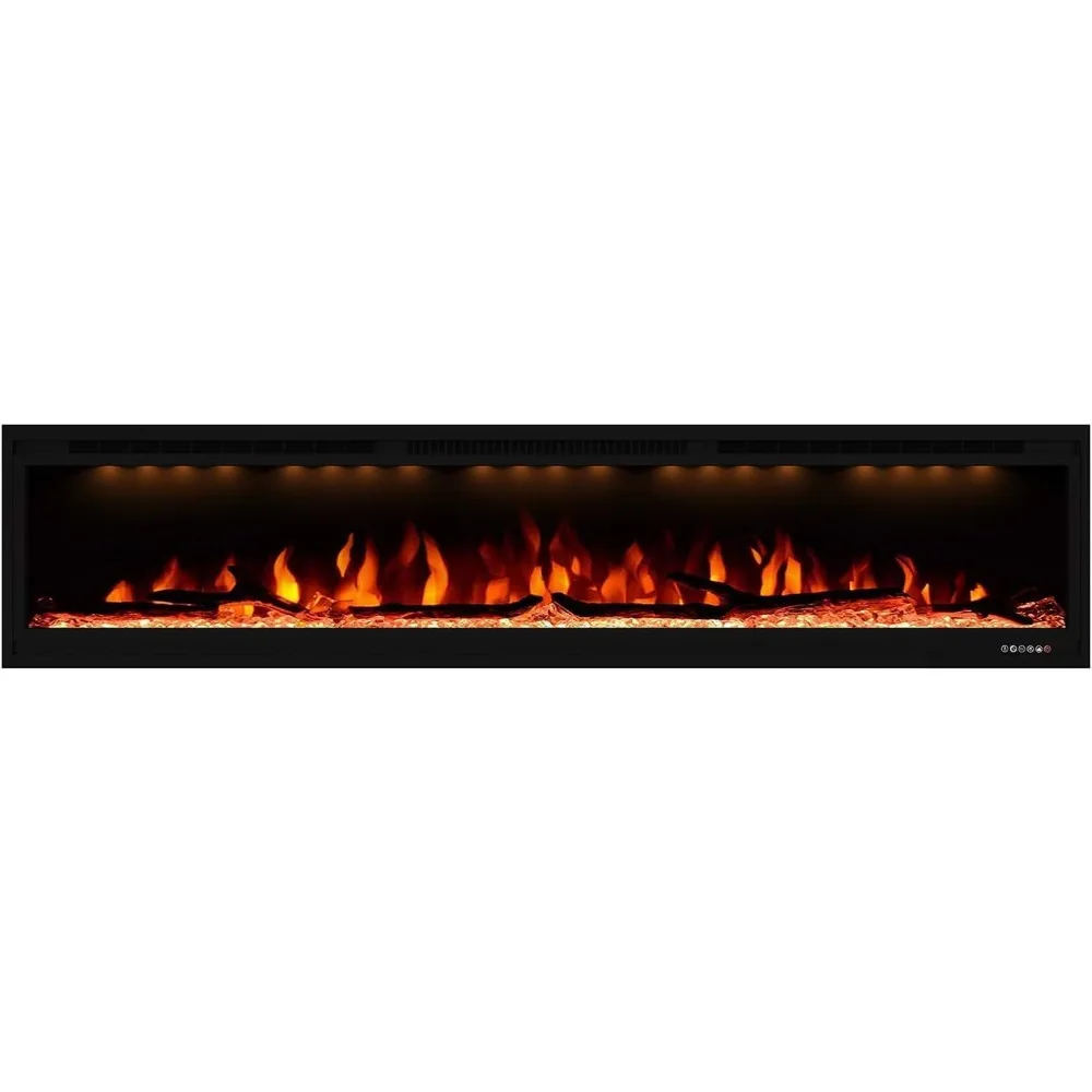 Electric Fireplace, 74 Inches Fireplace, Recessed and Wall Mounted Fireplaces for Living Room with Remote,Overheating Protection