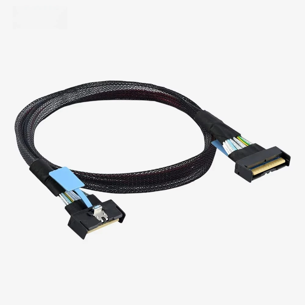 SFF 8654 8i SlimSAS 4.0 32Gbps PCIe 5.0 MCIO 74Pin High Speed Internal Data Cable for Server NVMe SSD