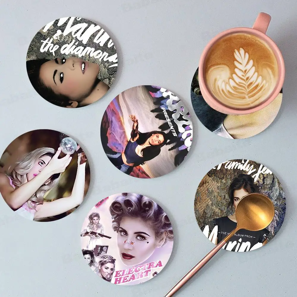 Marina And The Diamonds Music Album Printed Coasters Suitable for Daily Family Party Decoration, Office, Non-Slip Wooden