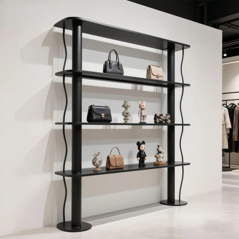

Clothing store shoe bag rack display rack shoe store shelf shopping mall decoration shoe rack black creative wrought iron