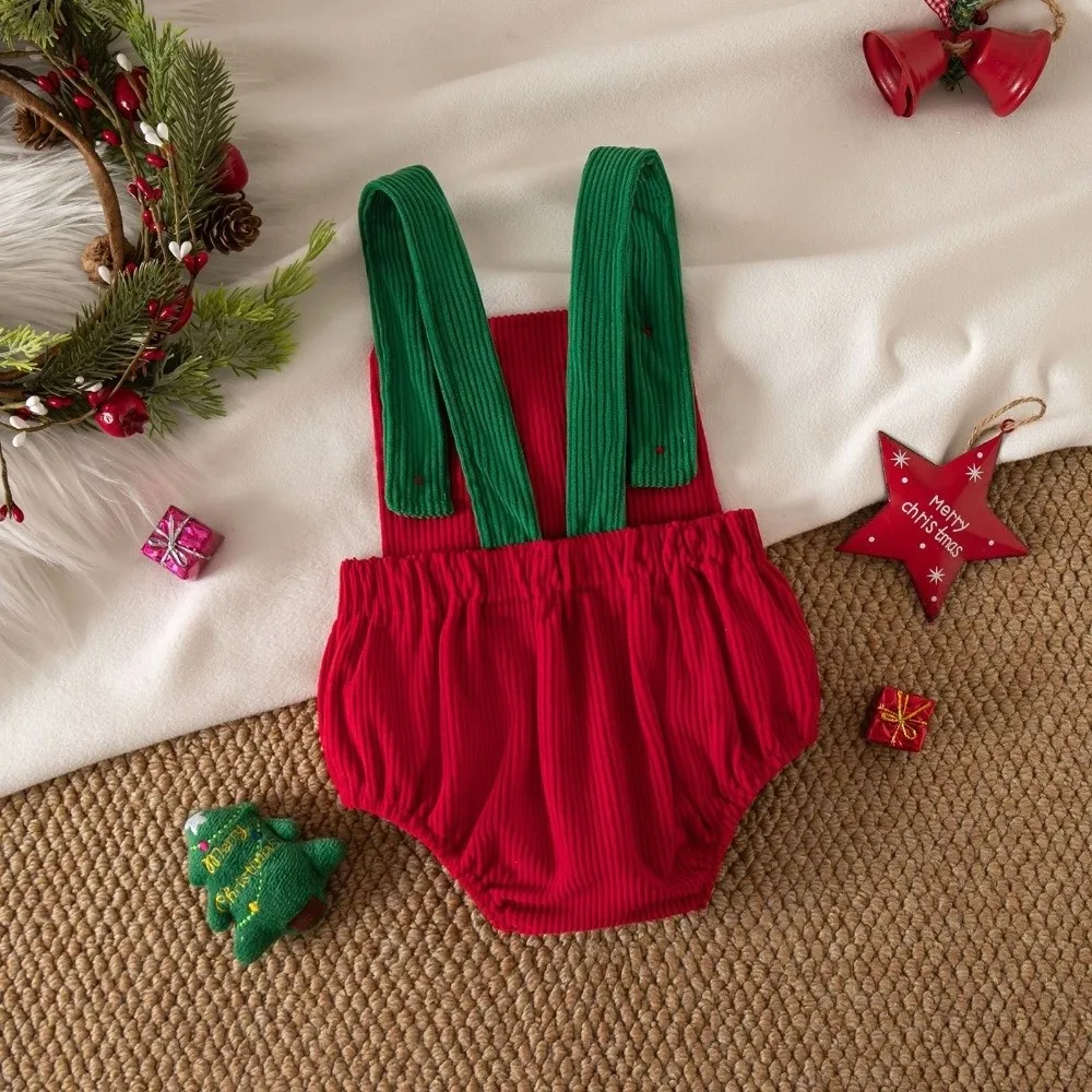 Letter Embroidery Baby Bodysuit Overalls My First Corduroy Christmas Toddler Clothes Sleeveless Baby Romper Jumpsuit