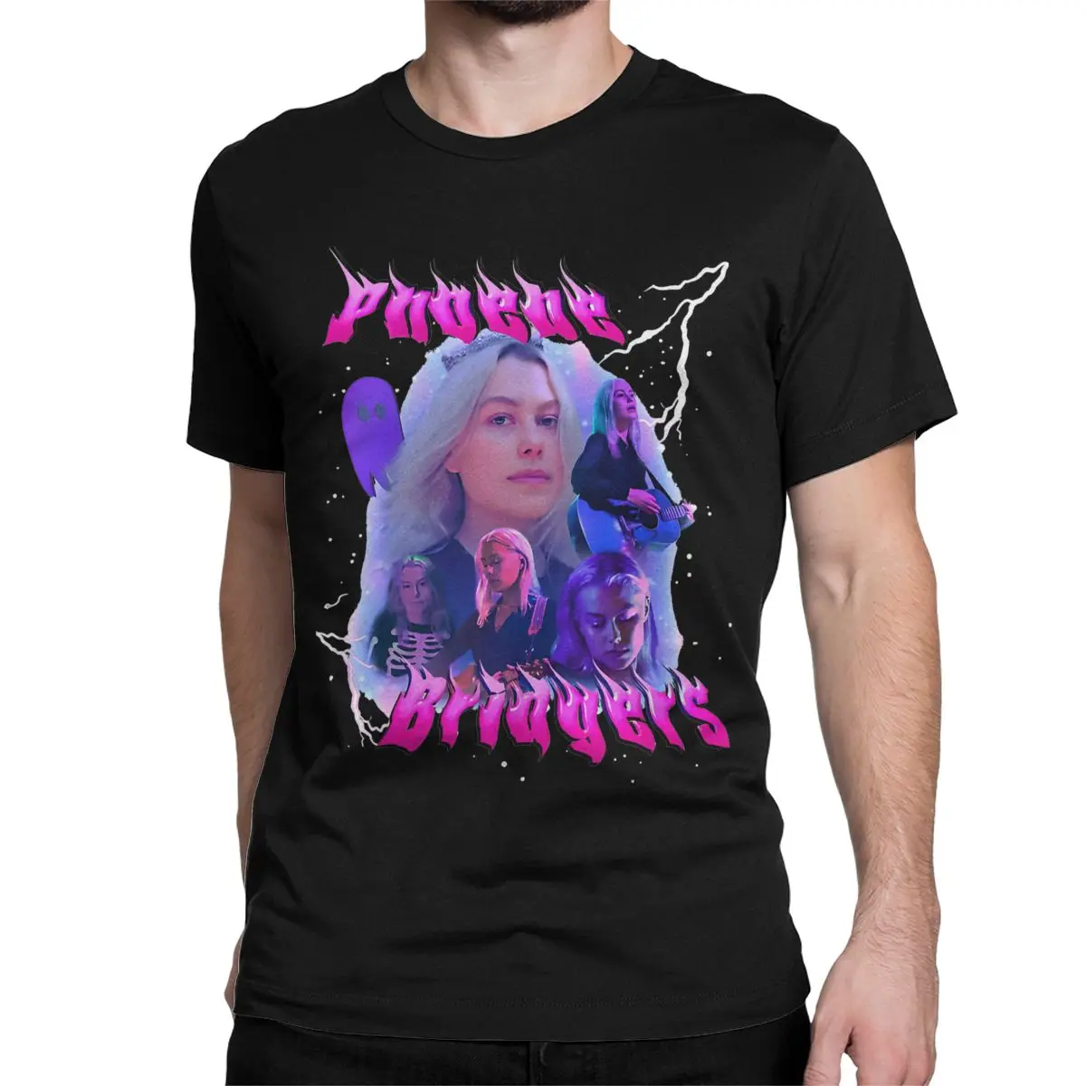 Men Women's PHOEBE BRIDGERS Rock T Shirt Boygenius Pure Cotton Tops Creative Short Sleeve O Neck Tee Shirt Gift T-Shirt