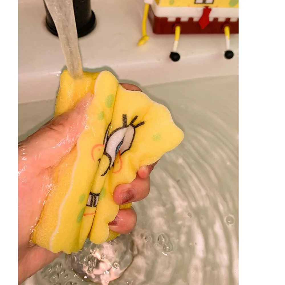 

SpongeBob Dishwashing Sponge Cute Cartoon Kitchen Storage Sink Drain Rack Basket Sponge Holder Household Supply Creativity Set
