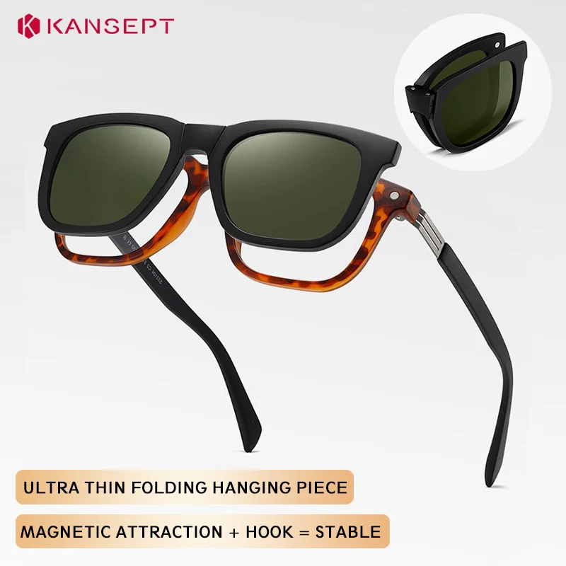 

KANSEPT Lunettes Myopia Glasses Men Optical Square Magnetic Clip-on Eyepieces for Reading Glass Eye-glasses -1 Blue Light Lenses