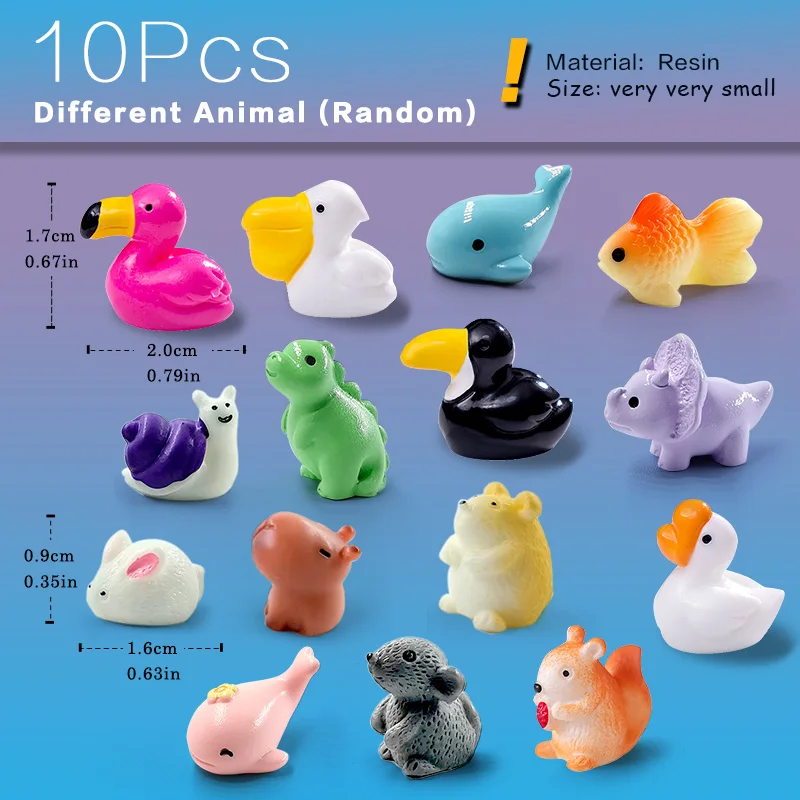 Alpaca Seal Anteater Ostrich Dinosaurs Flamingo Snail Duck Fox Whale Fish Figurine Miniature Fairy Garden Decoration Accessories