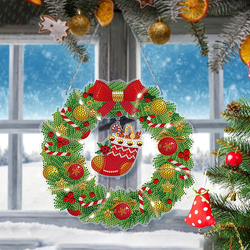 And Enjoy Relaxation Of DIY Diamonds Painting Christmas Wreath Good Decoration PVC Wide Application YH12