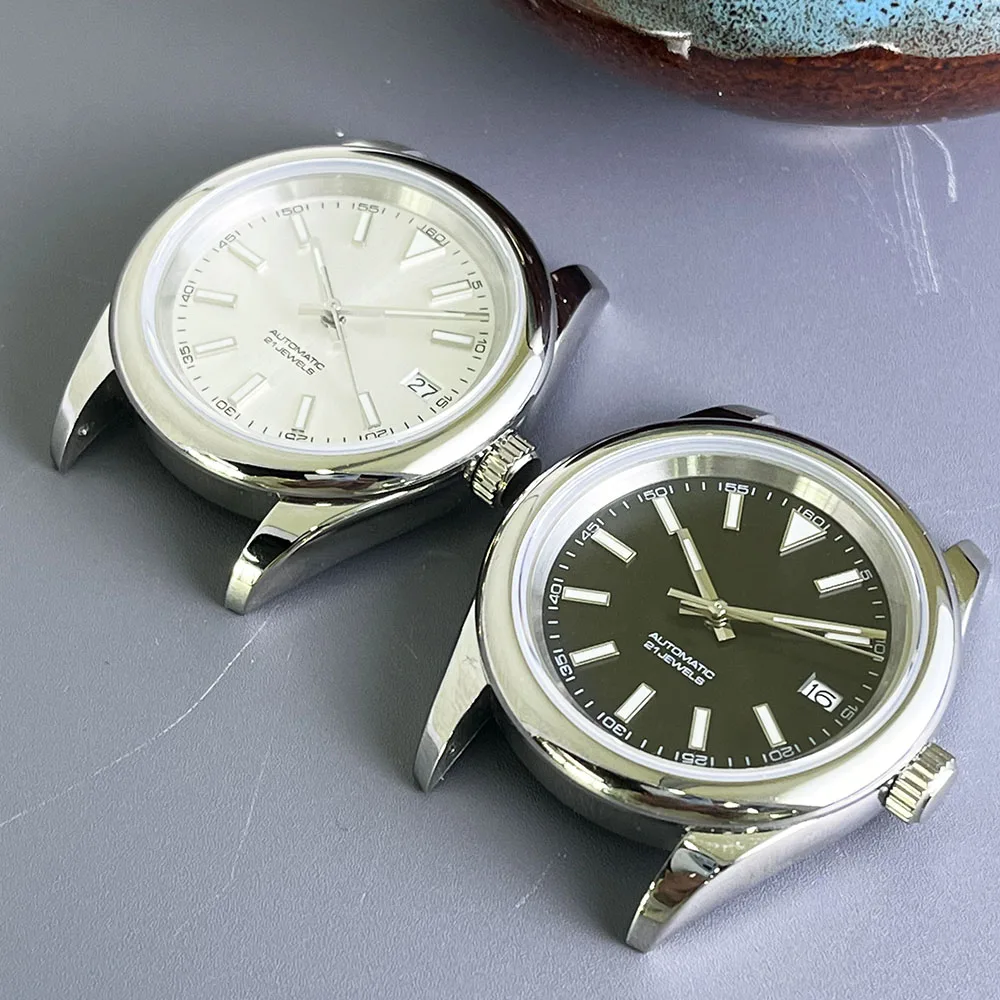 Men's automatic mechanical watch, 39mm stainless steel waterproof sapphire glass polished case Business watch without strap