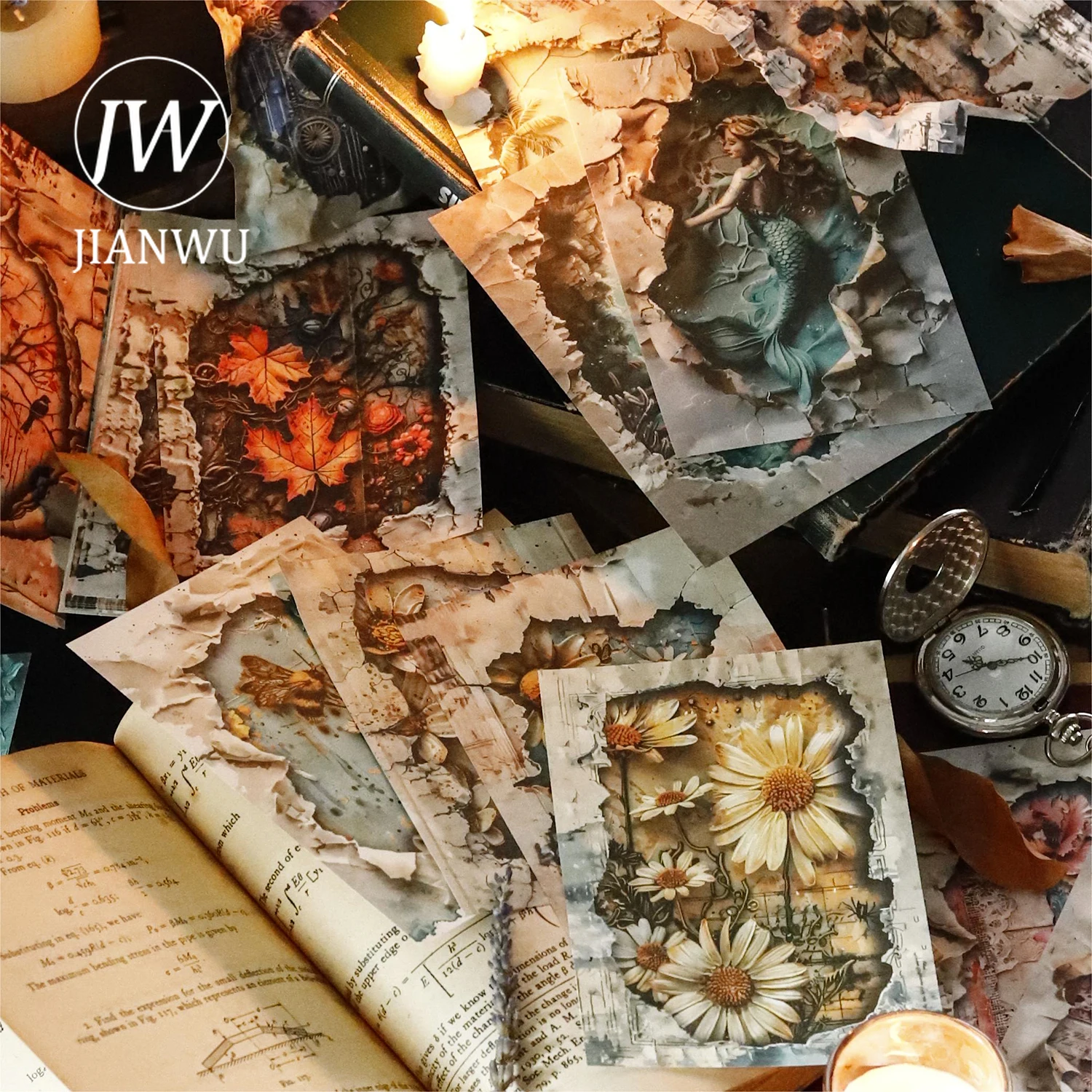 JIANWU Shattered World Series Vintage Character Flower Collage Decor Material Paper Creative DIY Junk Journal Stationery