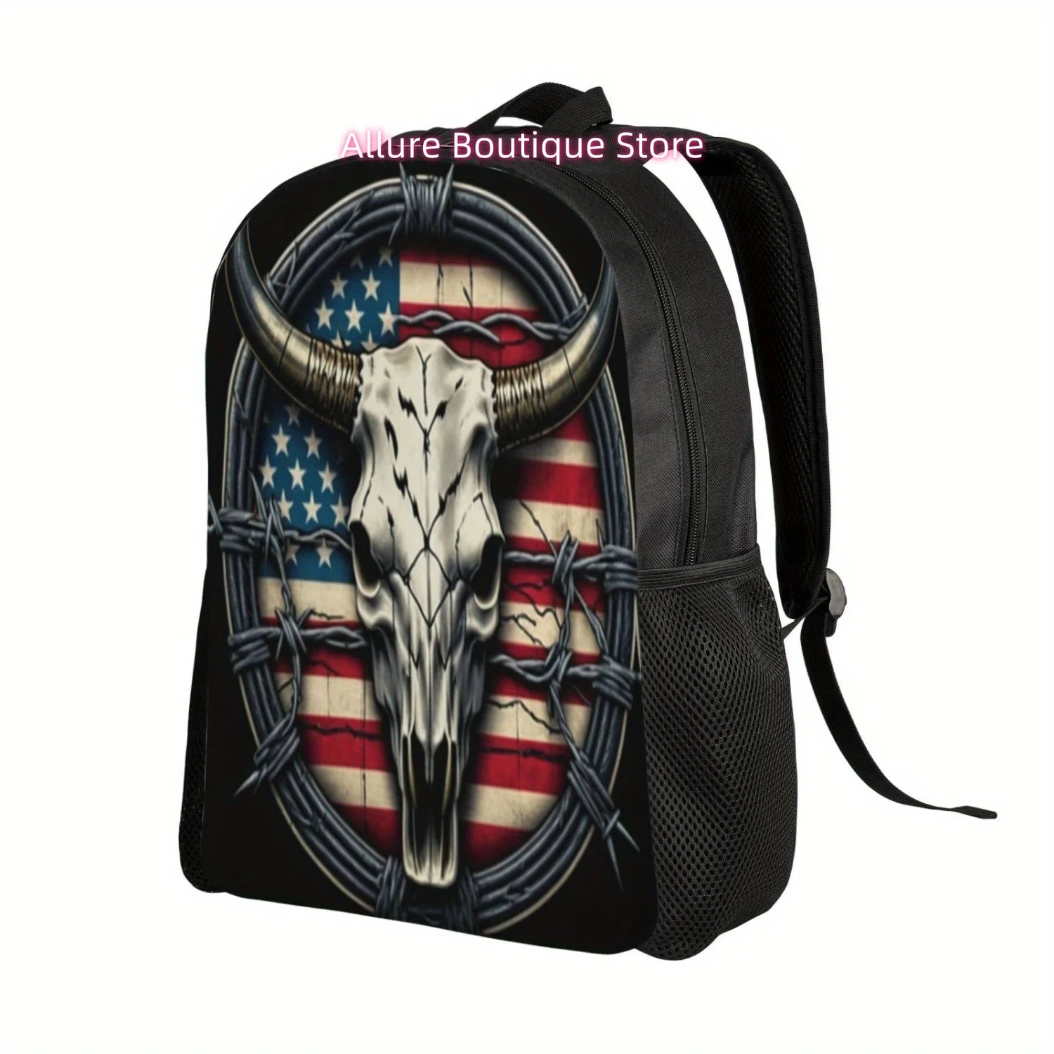 Cow Head Bone Print Backpack For Men And Women Teens, Laptop Tablet Travel Shoulder Bag, Leisure Backpack