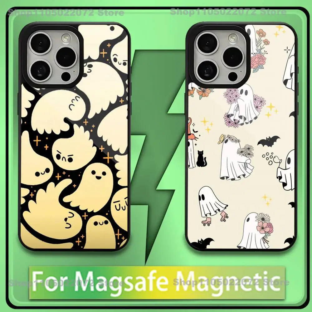 

Halloween Skull Pumpkin Ghost Phone Case For iPhone 16,15,14,13,12,11,Plus,Pro,Max,Mini Soft Magesafe Magnetic Wireless Charge
