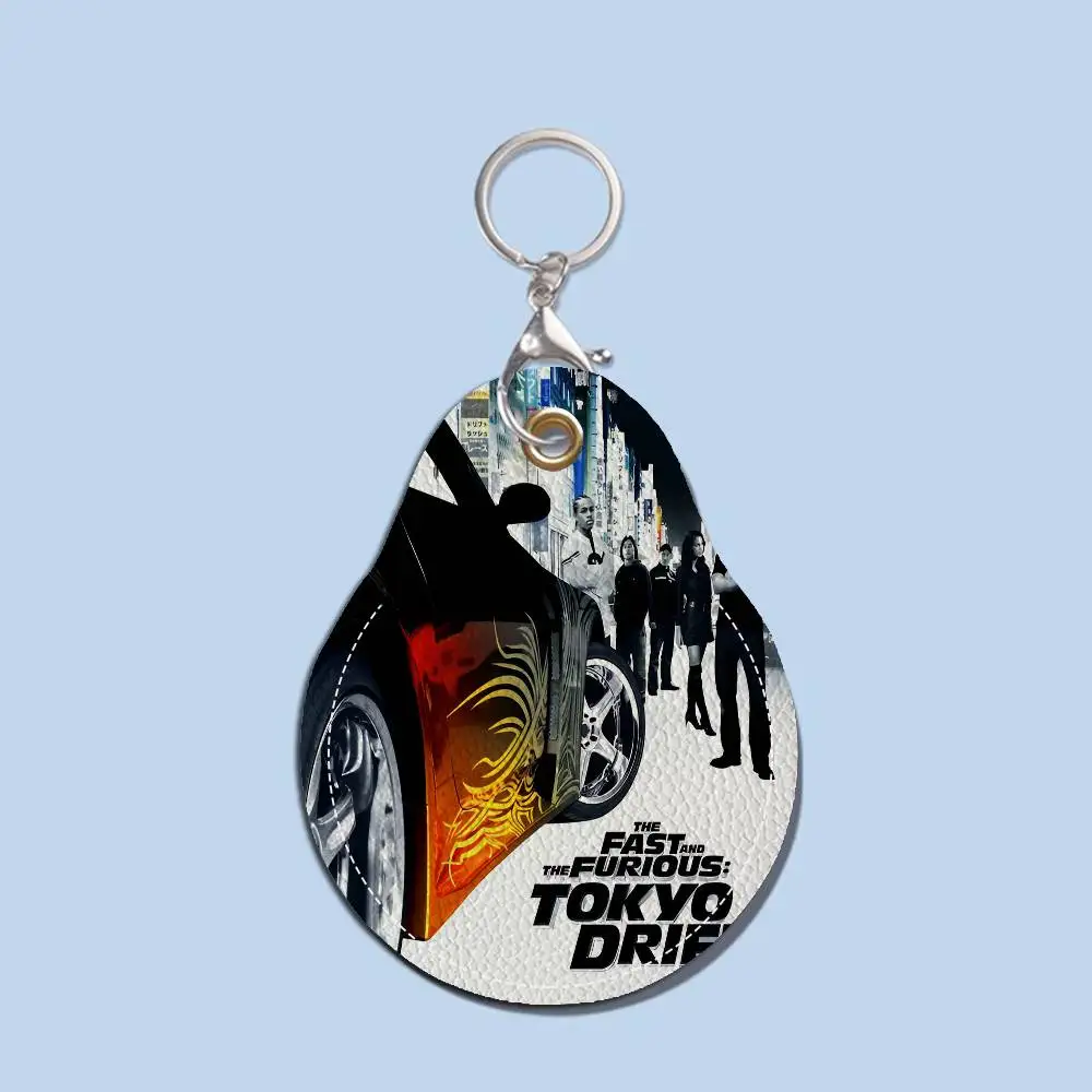 Fast And Furious Classic Vintage Keyring Leather Access Card Holder Keychain Community Water Drop Proximity Card Protective