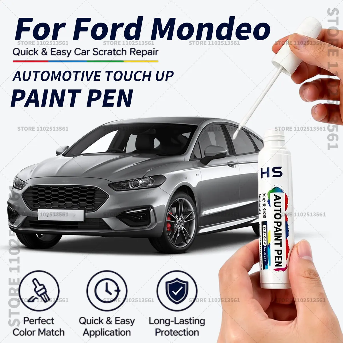 For Ford Mondeo Touch Up Paint Pen Car Paint Scratch Repair Tool Black Pearl white Diamond white Dancing Red Silver Oysterg grey