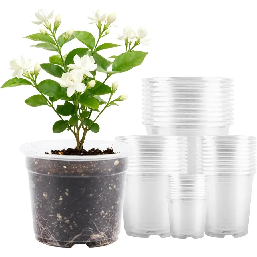 

40 шт. комплект стартовых горшков для семян 2,5 3,5 4 5 дюймов, прозрачные детские горшки для растений, для рассады, суккулентов, пластиковые детские горшки с D