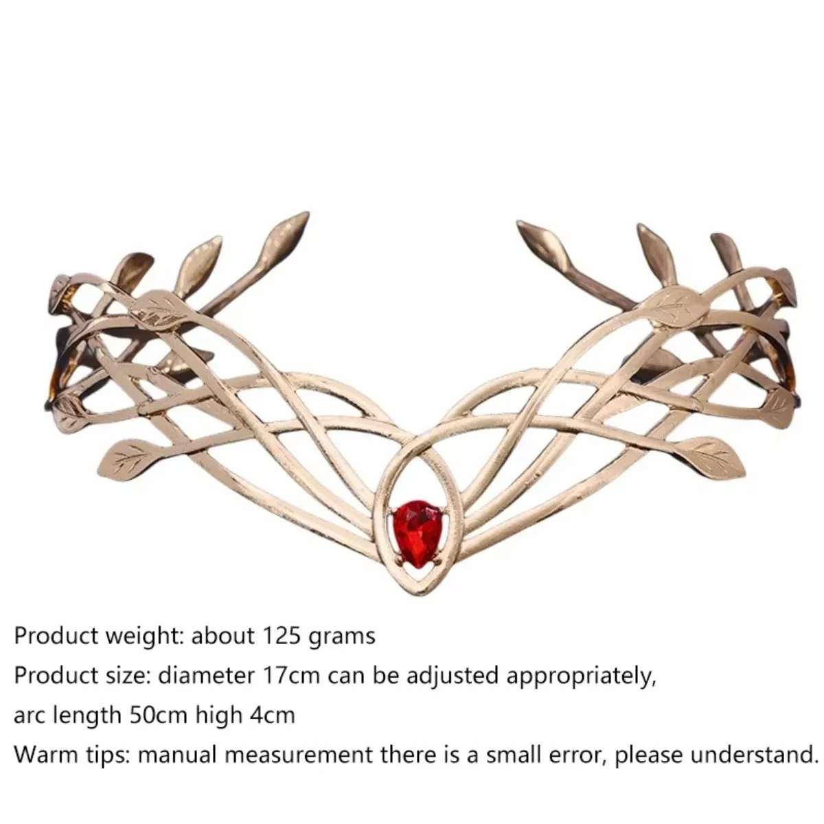 تاج الخيال التنكري - عصابة رأس على شكل أوراق شجر عتيقة، تصميم تيارا الجان، هدية إكسسوارات شعر الزفاف والزفاف