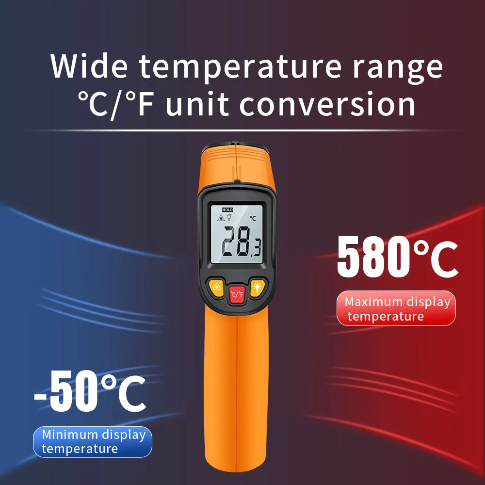 NJTY T580 Digital Infrared Thermometer -50~580℃ Laser Termometro Pyrometer Gun Non-Contact Laser Temperature Meter Gauge Tools