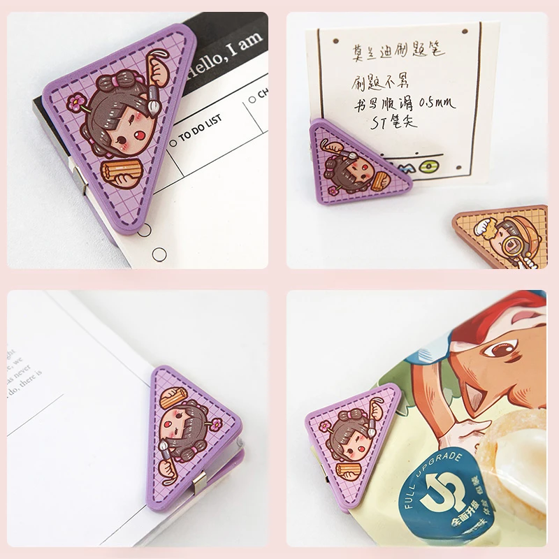 Small Mochi Corner Clip Student Test Paper File Triangle Clip Bill Information Clip 90 Degree Clip Kawaii Stationery Small Gift