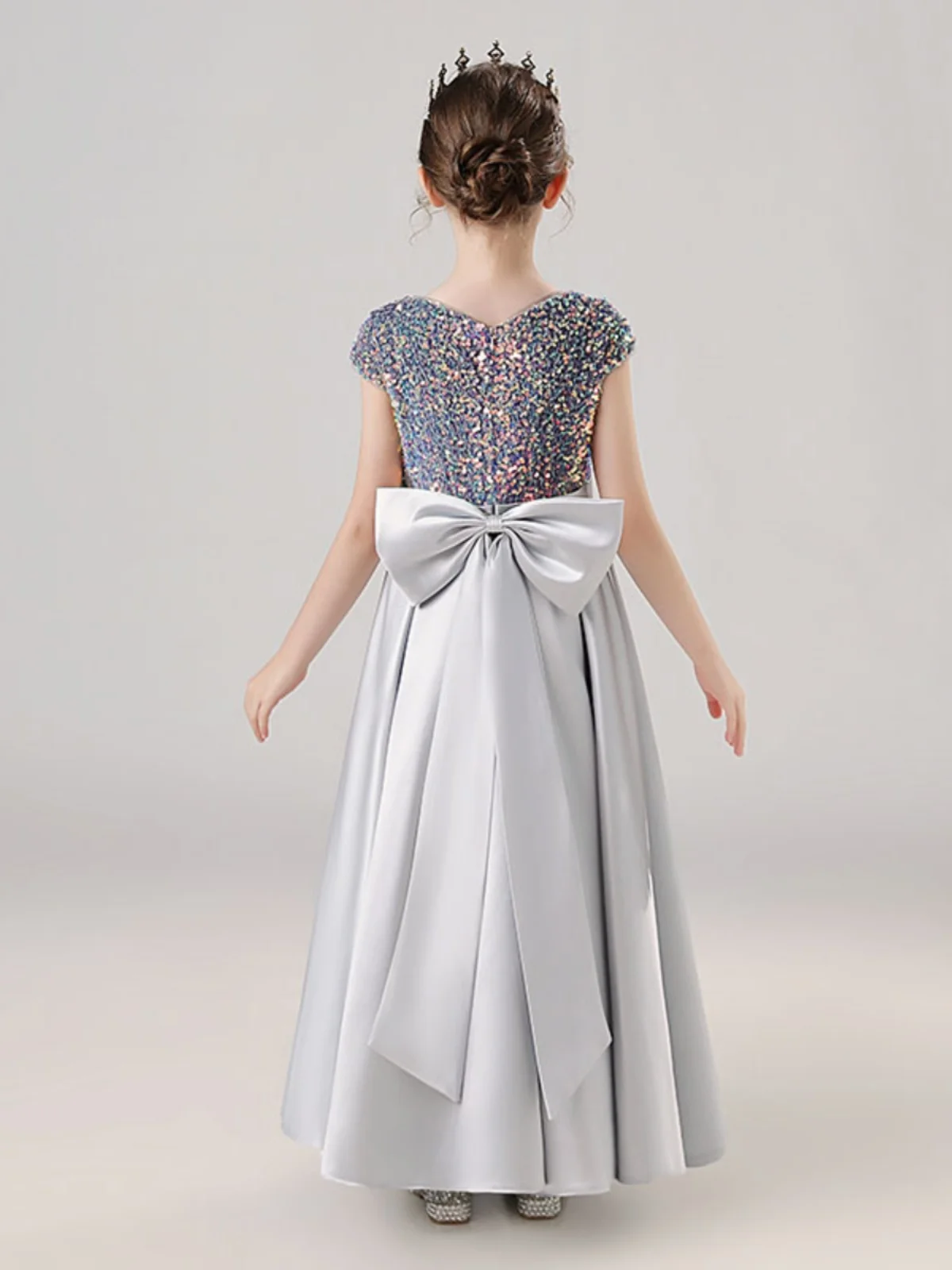 YZYmanualroom Sequins Short Sleeve Flower Girl Dress Wedding Tulle Birthday Party Christmas Dress Girl Custom Dress