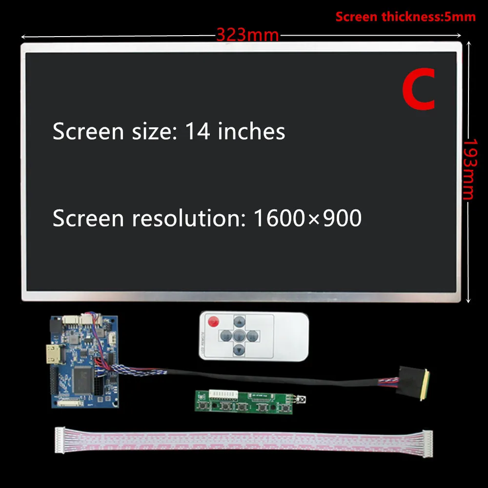 Imagem -04 - Polegada Tela Lcd Monitor Placa de Driver de Controle Hdmi-compatível para Computador Tela Secundária Raspberry pi pc 13.3 14 15.6