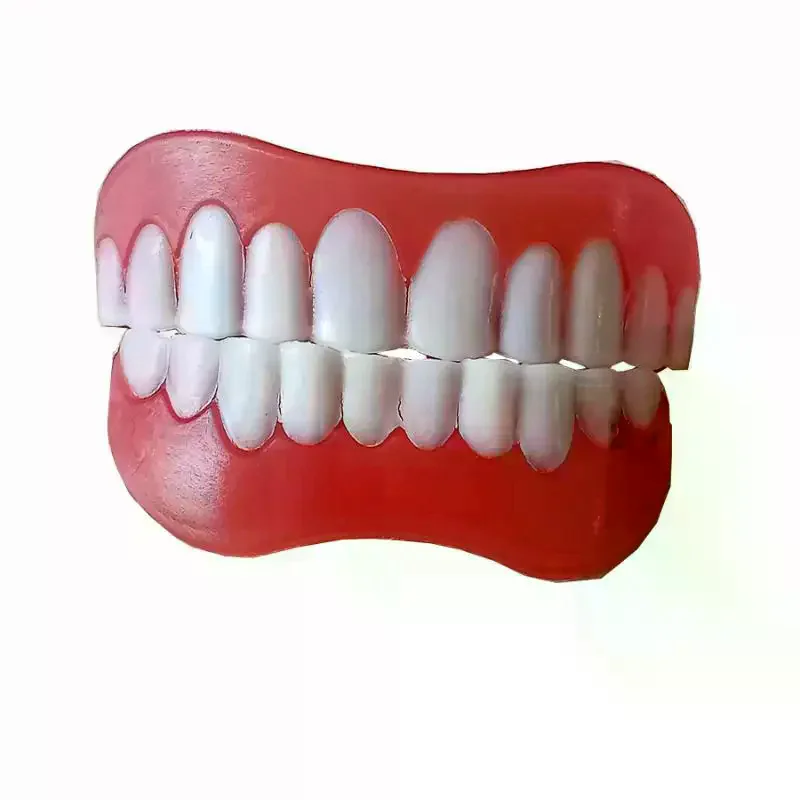 1set upper+lower  veneer Comfortable Smiling False Teeth With Filling Glue Disposable Upper Lower Veneers Temporary Teeth Makeup