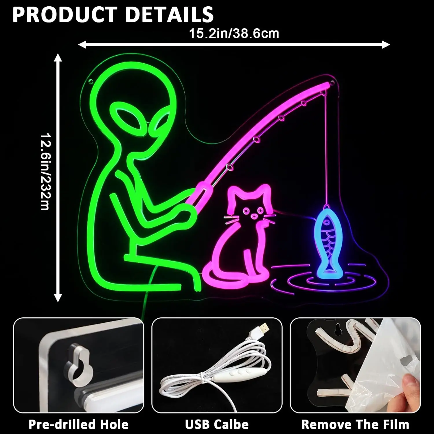 Aliens Cat Neon Sign Funny Green Aliens LED Neon Light Sign For Art Wall Decorations Game Room Party Birthday Gifts Home Decor